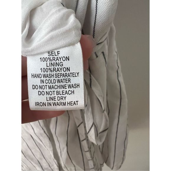 White & Grey Striped Romper with Side Tie | Apron Style - Picture 7 of 7